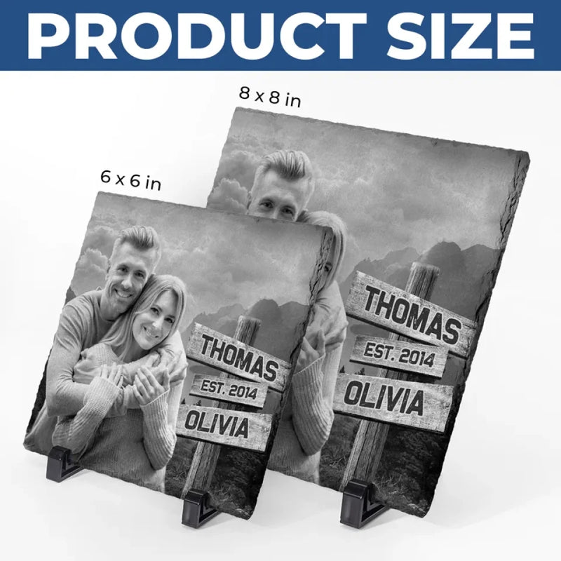 Custom Photo We Create A Beautiful Story - Couple Personalized Custom Square Shaped Stone With Stand - Gift For Husband Wife, Anniversary