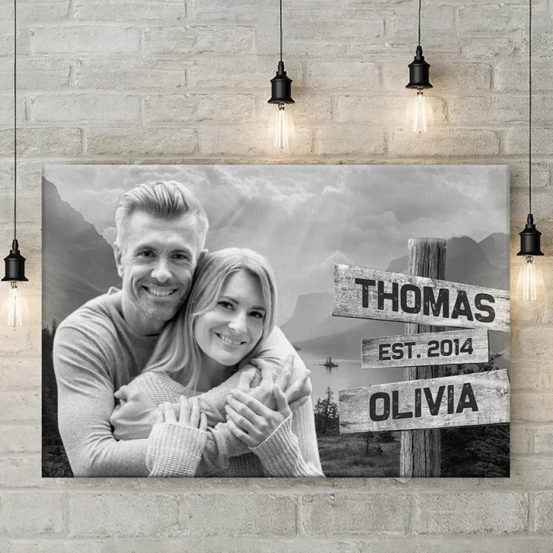 Custom Photo In Your Arms, I've Found My Home - Couple Personalized Custom Horizontal Canvas - Gift For Husband Wife, Anniversary