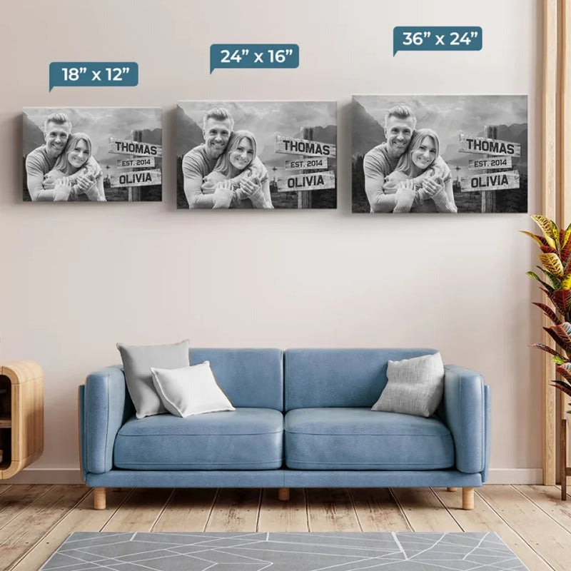Custom Photo In Your Arms, I've Found My Home - Couple Personalized Custom Horizontal Canvas - Gift For Husband Wife, Anniversary