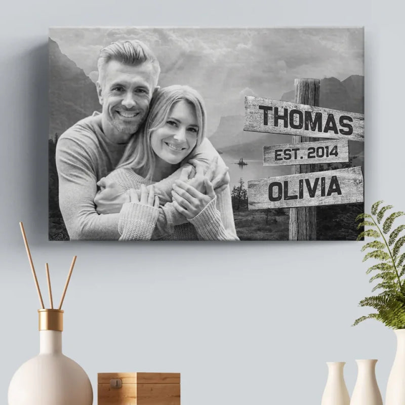 Custom Photo In Your Arms, I've Found My Home - Couple Personalized Custom Horizontal Canvas - Gift For Husband Wife, Anniversary