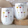 First Mum, Now Nanny - Family Personalized Custom Wine Tumbler - Gift For Mom, Grandma
