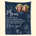 Custom Photo Feel This Hug In Your Heart - Family Personalized Custom Blanket - Gift For Mom, Daughter
