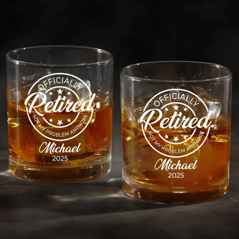 Not My Problem Anymore - Coworker Personalized Custom Whiskey Glass - Appreciation, Retirement Gift For Coworkers, Work Friends, Colleagues