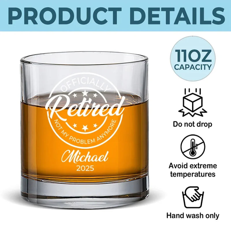 Not My Problem Anymore - Coworker Personalized Custom Whiskey Glass - Appreciation, Retirement Gift For Coworkers, Work Friends, Colleagues