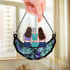 Side By Side, Heart To Heart - Family Personalized Window Hanging Suncatcher Ornament - Gift For Mom, Daughter
