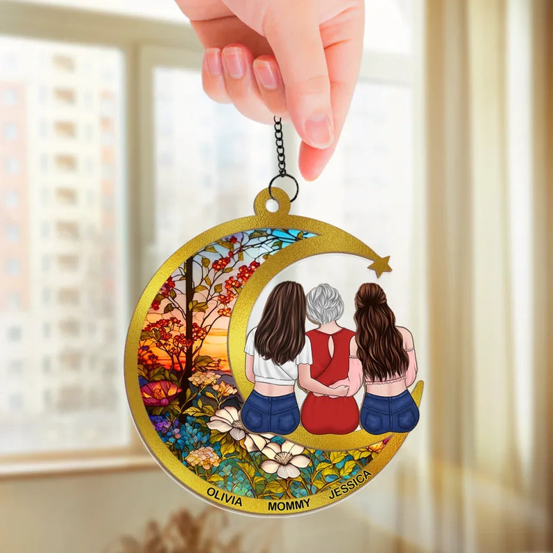 No Place Is Warmer Than By Your Side - Family Personalized Window Hanging Suncatcher Ornament - Gift For Mom, Daughter