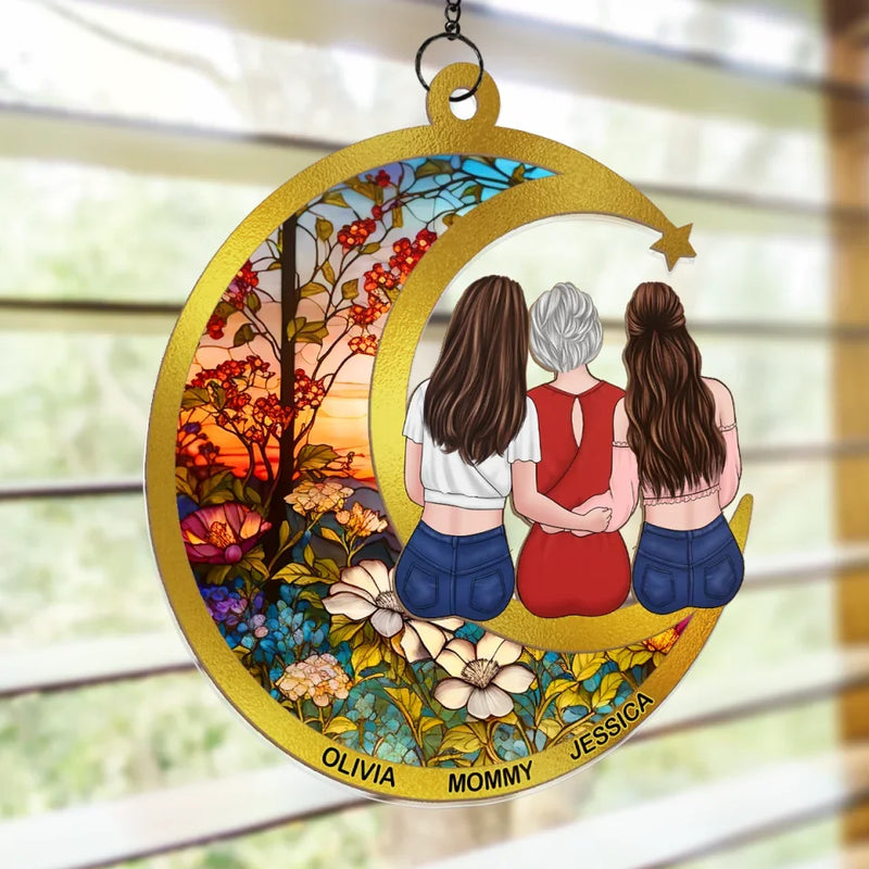 No Place Is Warmer Than By Your Side - Family Personalized Window Hanging Suncatcher Ornament - Gift For Mom, Daughter