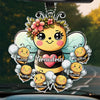 Like A Bee, Grandma Fills Our Lives With Sweetness - Family Personalized Custom Car Ornament - Acrylic Custom Shaped - Gift For Mom, Grandma