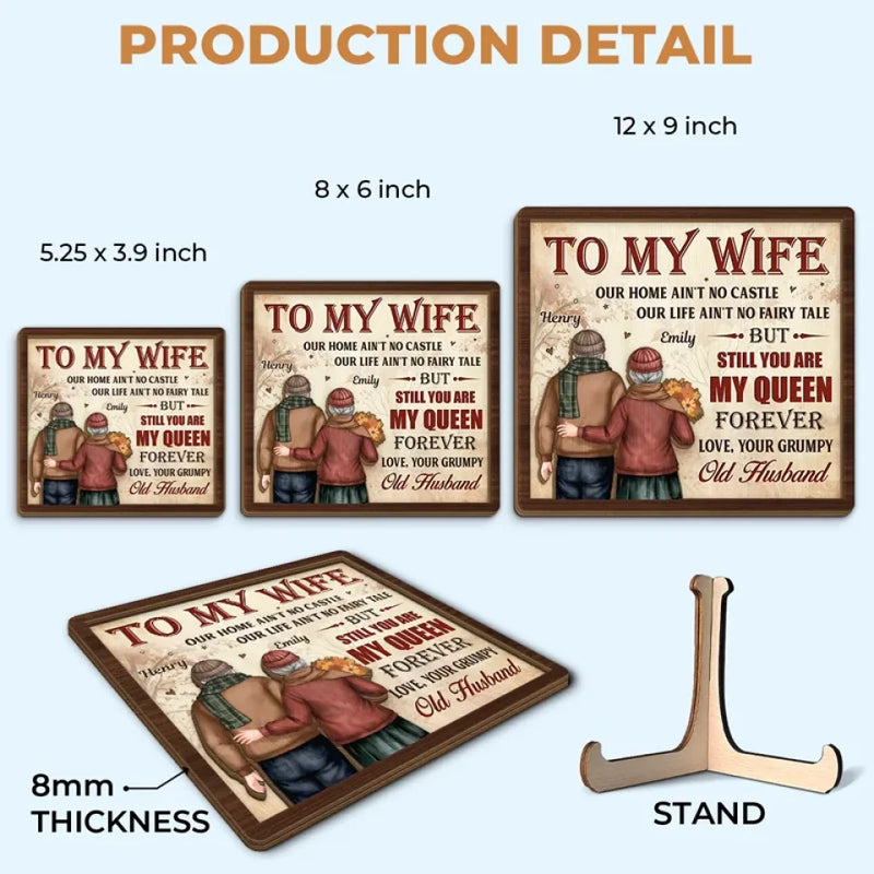 You Are My Queen Forever - Couple Personalized Custom 2-Layered Wooden Plaque With Stand - Gift For Husband Wife, Anniversary