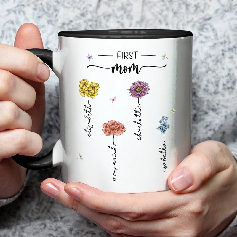 We Are Born Of Love, Love Is Our Mum - Family Personalized Custom Accent Mug - Mother's Day, Gift For Mom, Grandma