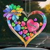 A Grandma’s Heart Is Where The Most Beautiful Flowers Grow - Family Personalized Custom Car Ornament - Acrylic Custom Shaped - Gift For Mom, Grandma