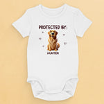 Protected By Paws And A Wagging Tail - Dog Personalized Custom Baby Onesie - Baby Shower Gift, Gift For Pet Owners, Pet Lovers