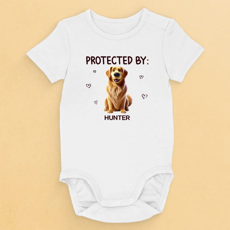 Protected By Paws And A Wagging Tail - Dog Personalized Custom Baby Onesie - Baby Shower Gift, Gift For Pet Owners, Pet Lovers