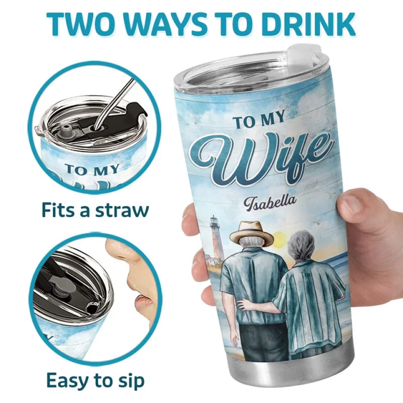 The Best Thing To Hold Onto In Life Is Each Other - Couple Personalized Custom Tumbler - Gift For Husband Wife, Anniversary