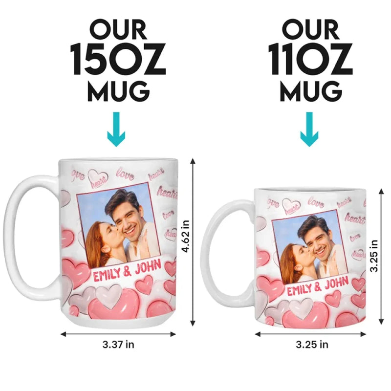 Custom Photo I Can't Help Falling In Love With You - Couple Personalized Custom 3D Inflated Effect Printed Mug - Gift For Husband Wife, Anniversary