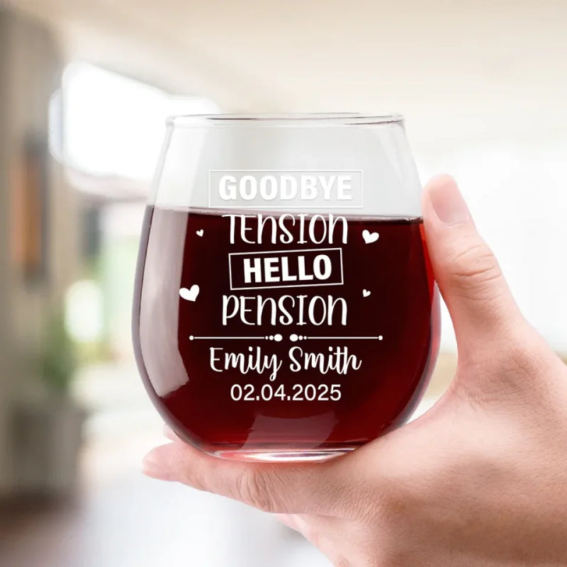 A Meaningful Keepsake To Celebrate Their New Journey - Personalized Custom Wine Glass - Appreciation, Retirement Gift For Coworkers, Work Friends, Colleagues