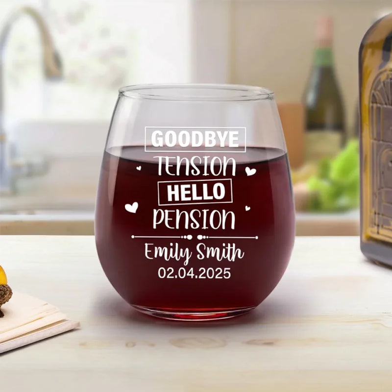 A Meaningful Keepsake To Celebrate Their New Journey - Personalized Custom Wine Glass - Appreciation, Retirement Gift For Coworkers, Work Friends, Colleagues
