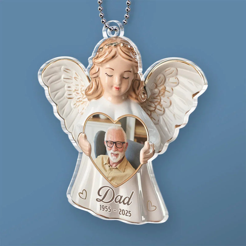 Custom Photo United Forever In The Haven Of Our Hearts - Memorial Personalized Custom Car Ornament - Acrylic Custom Shaped - Sympathy Gift For Family Members
