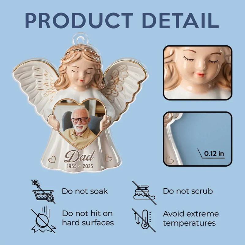 Custom Photo United Forever In The Haven Of Our Hearts - Memorial Personalized Custom Car Ornament - Acrylic Custom Shaped - Sympathy Gift For Family Members