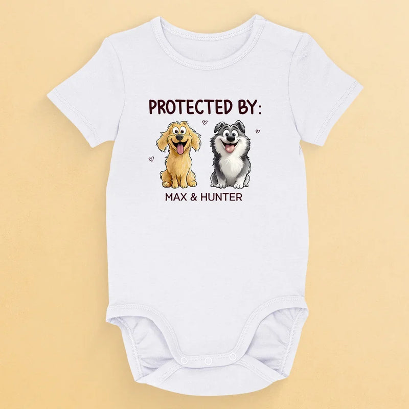 Protected By My Furry Companion - Dog Personalized Custom Baby Onesie - Baby Shower Gift, Gift For Pet Owners, Pet Lovers