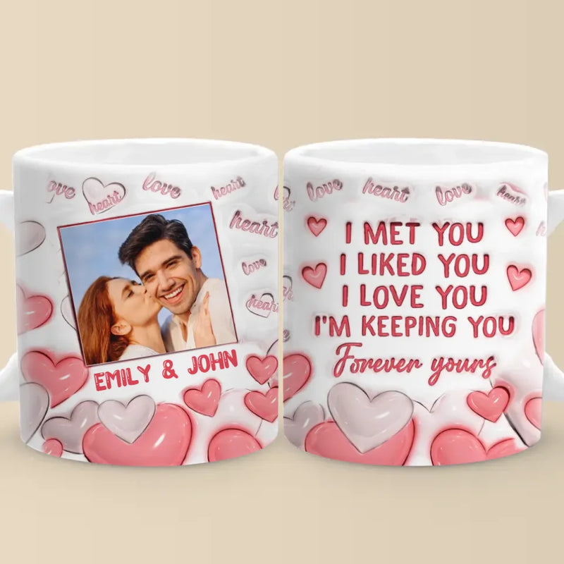 Custom Photo I Can't Help Falling In Love With You - Couple Personalized Custom 3D Inflated Effect Printed Mug - Gift For Husband Wife, Anniversary