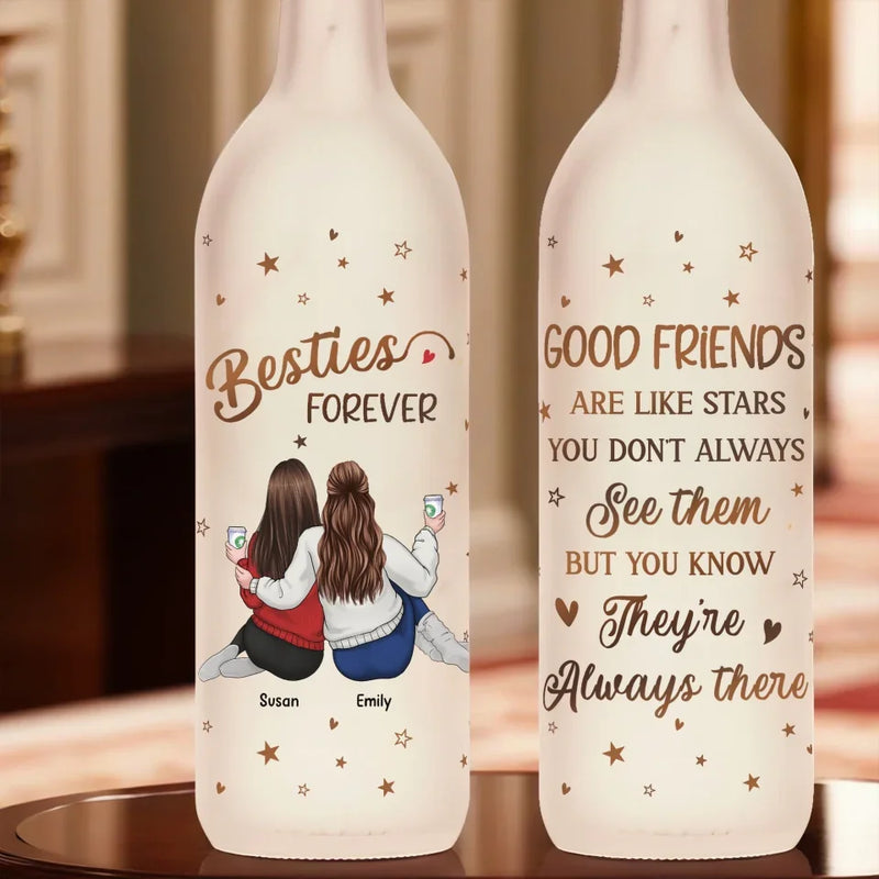 Laughter, Love, And Endless Memories - Bestie Personalized Custom Bottle Lamp - Gift For Best Friends, BFF, Sisters