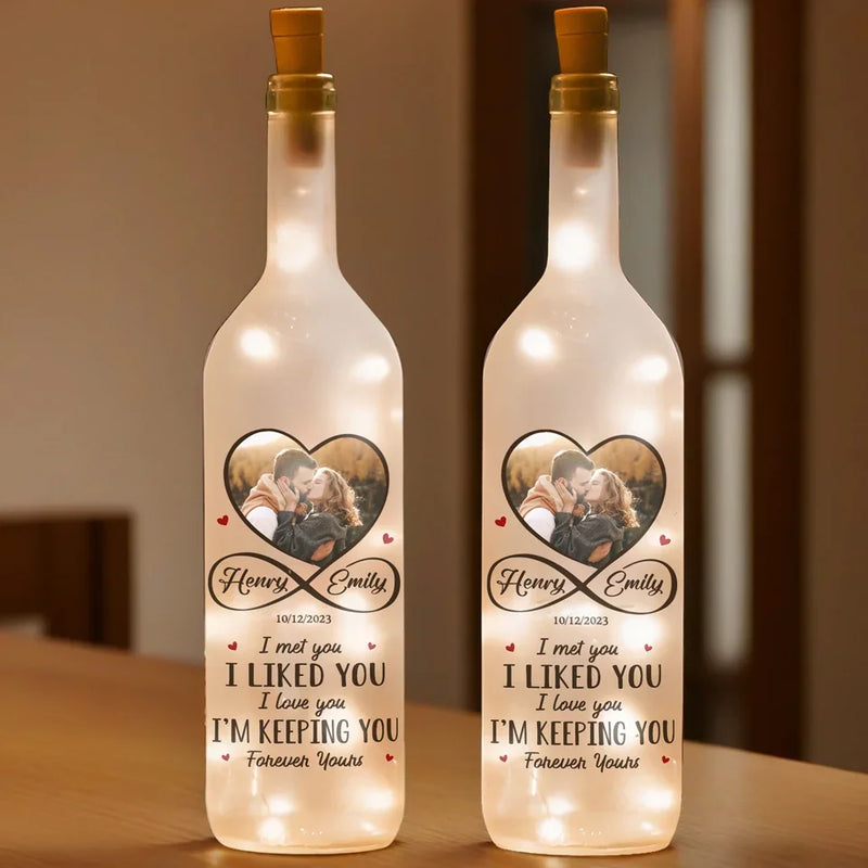 Custom Photo Every Moment Spent With You Is A Treasure - Couple Personalized Custom Bottle Lamp - Gift For Husband Wife, Anniversary