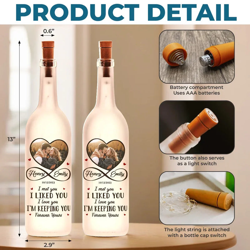 Custom Photo Every Moment Spent With You Is A Treasure - Couple Personalized Custom Bottle Lamp - Gift For Husband Wife, Anniversary