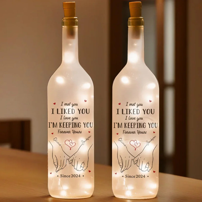 With You, I Can Be Myself - Couple Personalized Custom Bottle Lamp - Gift For Husband Wife, Anniversary