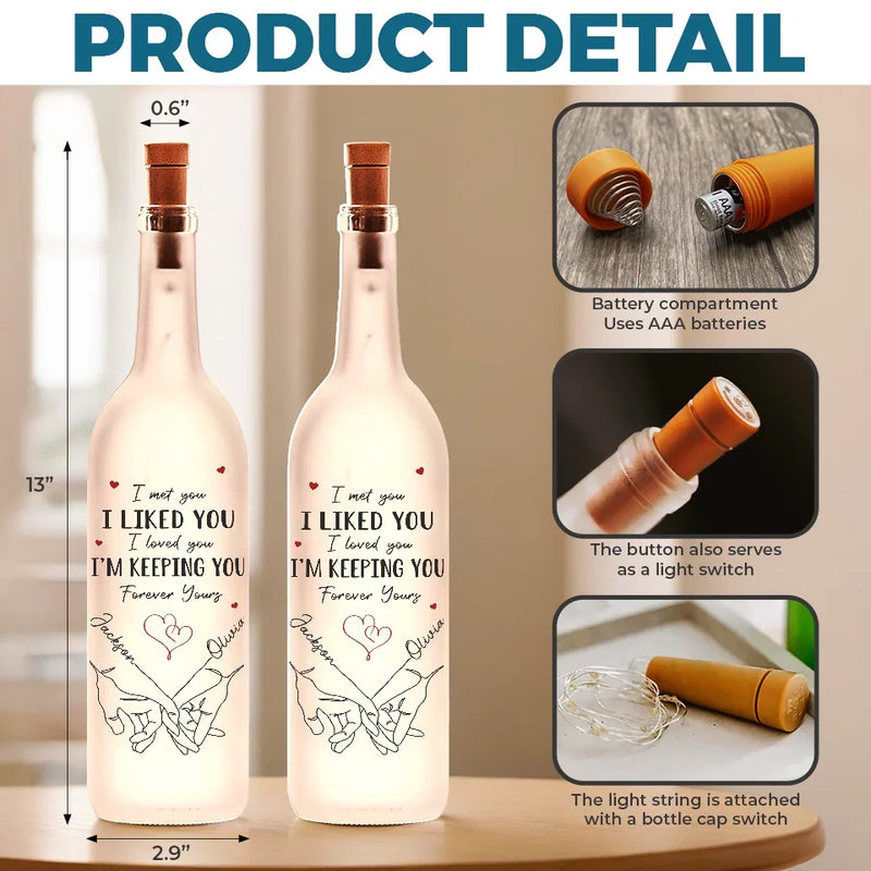 Love Is A Partnership - Couple Personalized Custom Bottle Lamp - Gift For Husband Wife, Anniversary