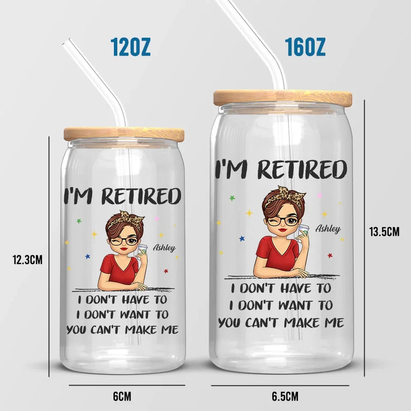 Retired, But Forever Inspired - Personalized Custom Glass Cup, Iced Coffee Cup - Appreciation, Retirement Gift For Coworkers, Work Friends, Colleagues, Family Members