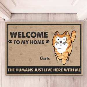 Owned By Us, Rented By Humans - Dog & Cat Personalized Custom Home Decor Decorative Mat - House Warming Gift For Pet Owners, Pet Lovers