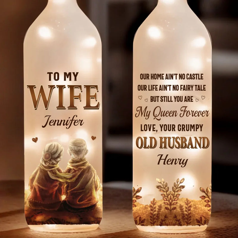 Forever Means Growing Old Hand In Hand - Couple Personalized Custom Bottle Lamp - Gift For Husband Wife, Anniversary