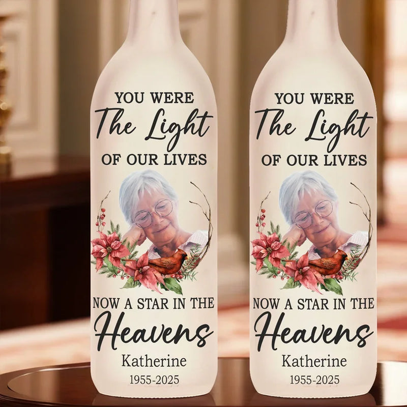 Custom Photo A Memory Is A Keepsake That We Carry With Us - Memorial Personalized Custom Bottle Lamp - Sympathy Gift For Family Members