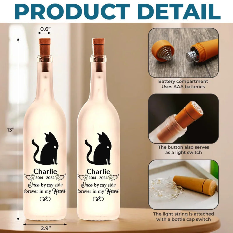 A Piece Of My Heart Will Always Be With You - Memorial Personalized Custom Bottle Lamp - Sympathy Gift For Pet Owners, Pet Lovers