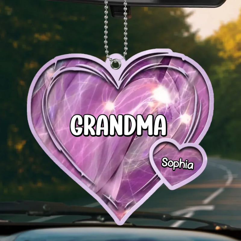 A Mother's Love Endures Through All - Family Personalized Custom Car Ornament - Acrylic Custom Shaped - Gift For Mom, Grandma