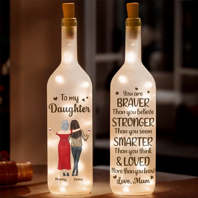 Daughters Are The Joy Of A Mother’s Heart - Family Personalized Custom Bottle Lamp - Gift For Mom, Daughter
