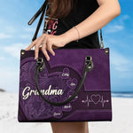 Custom Name Grandma Gifts for Grandmothers - Personalized Leather Handbag