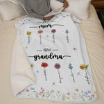 First Mom Now Grandma - Family Personalized Custom Blanket - Gift For Mom, Grandma