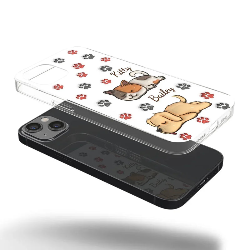 Pawsitively Loved - Dog & Cat Personalized Custom 3D Inflated Effect Printed Clear Phone Case - Gift For Pet Owners, Pet Lovers