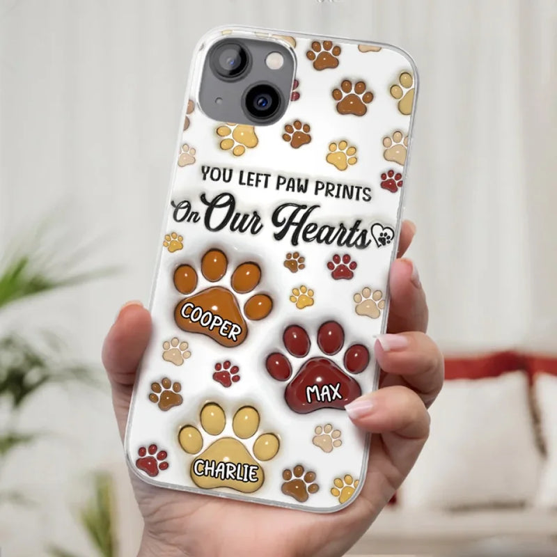 Your Paw Prints Remain On Our Soul - Memorial Personalized Custom 3D Inflated Effect Printed Clear Phone Case - Sympathy Gift For Pet Owners, Pet Lovers