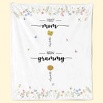 First Mom Now Grandma - Family Personalized Custom Blanket - Gift For Mom, Grandma
