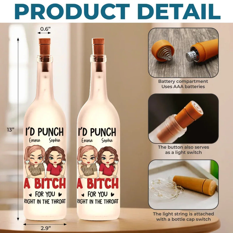Besties, One Soul In Two Bodies - Bestie Personalized Custom Bottle Lamp - Gift For Best Friends, BFF, Sisters