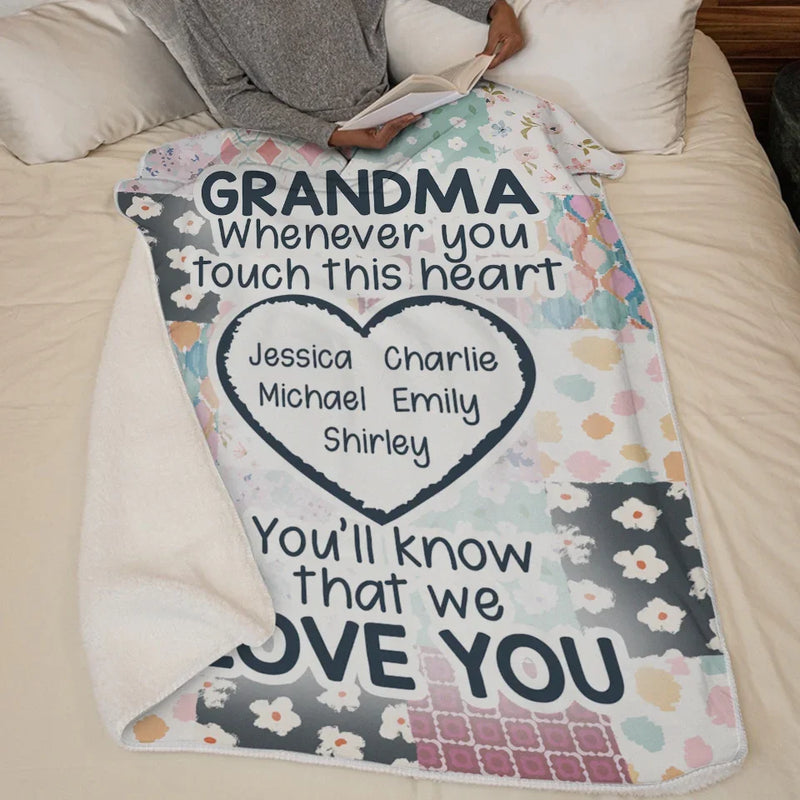 Grandma’s Love Is The Light That Never Fades - Family Personalized Custom Blanket - Gift For Mom, Grandma