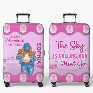 Là-haut dans les nuages, là où j'appartiens - Housse de bagage personnalisée pour voyage - Cadeau pour les vacances d'été, cadeau pour les amateurs de voyages d'aventure