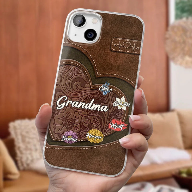 Her Love Blossoms In Every Season - Family Personalized Custom Clear Phone Case - Gift For Mom, Grandma