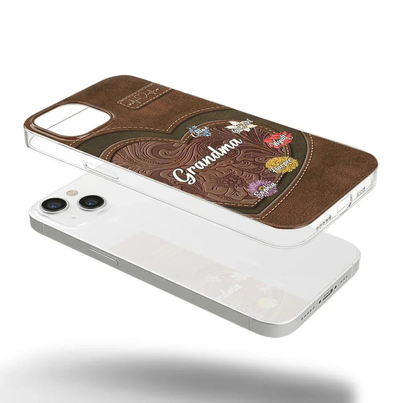 Her Love Blossoms In Every Season - Family Personalized Custom Clear Phone Case - Gift For Mom, Grandma