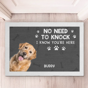 Custom Photo We Know You're Here - Dog & Cat Personalized Custom Home Decor Decorative Mat - House Warming Gift For Pet Owners, Pet Lovers