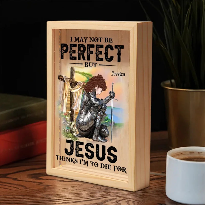 All For Jesus Even I May Not Be Perfect - Family Personalized Custom Frame Light Box - Gift For Yourself, Best Friends, Siblings, Family Members