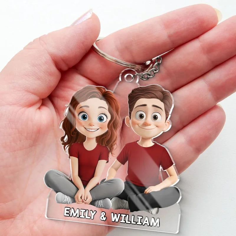 Love Is Our Heartbeat - Couple Personalized Custom Shaped Acrylic Keychain - Gift For Husband Wife, Anniversary